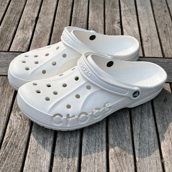 Crocs Baya White Clogs Unisex Comfort Sandals Slip Ons Mens Sz 13 NEW 10126-100 - Picture 1 of 6